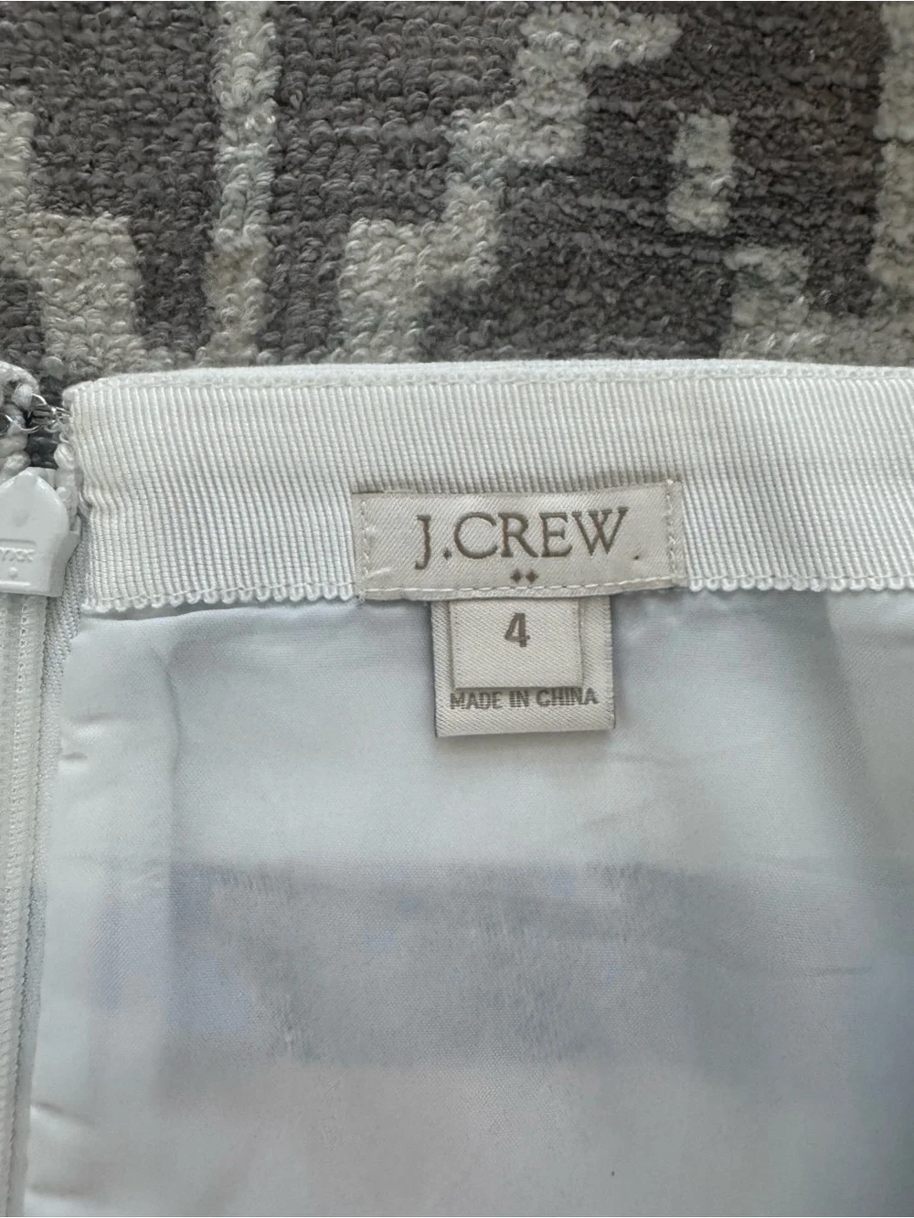 J.Crew Chambray Metallic Gold cream Off White Denim Striped Mini Skirt Lined 4
